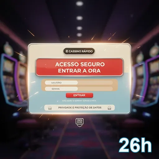 Ilustração de Acesse o cassino online 26h com login rápido e seguro
