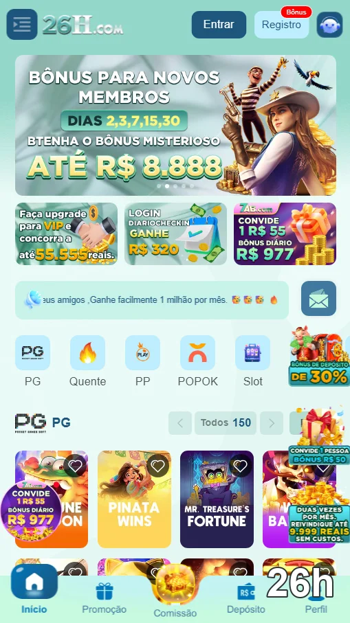 Jogadores explorando diversas opções de slots no 26h